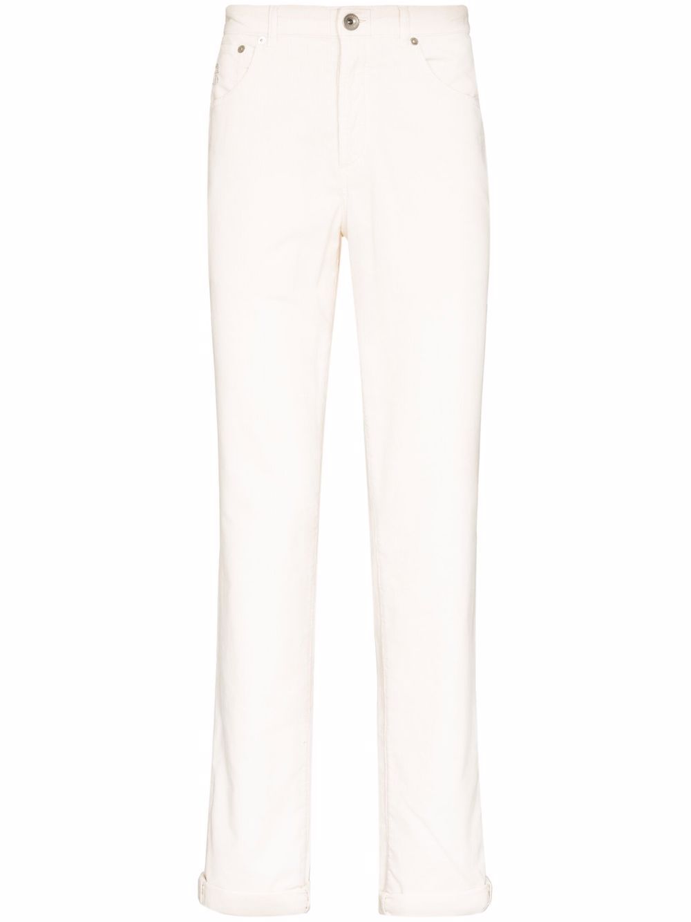 Brunello Cucinelli 灯芯绒直筒裤 - 白色