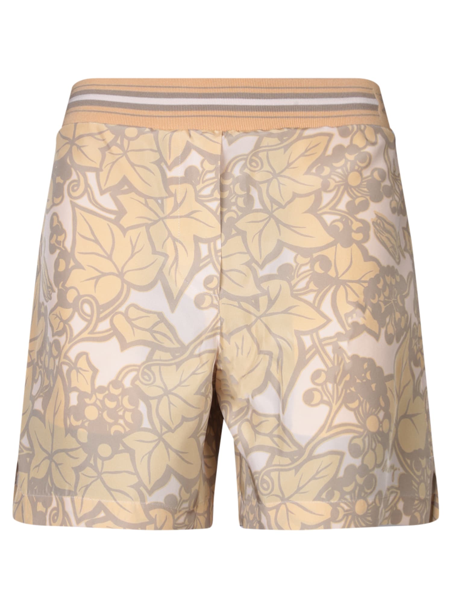 Burberry Beige Silk Shorts With Print