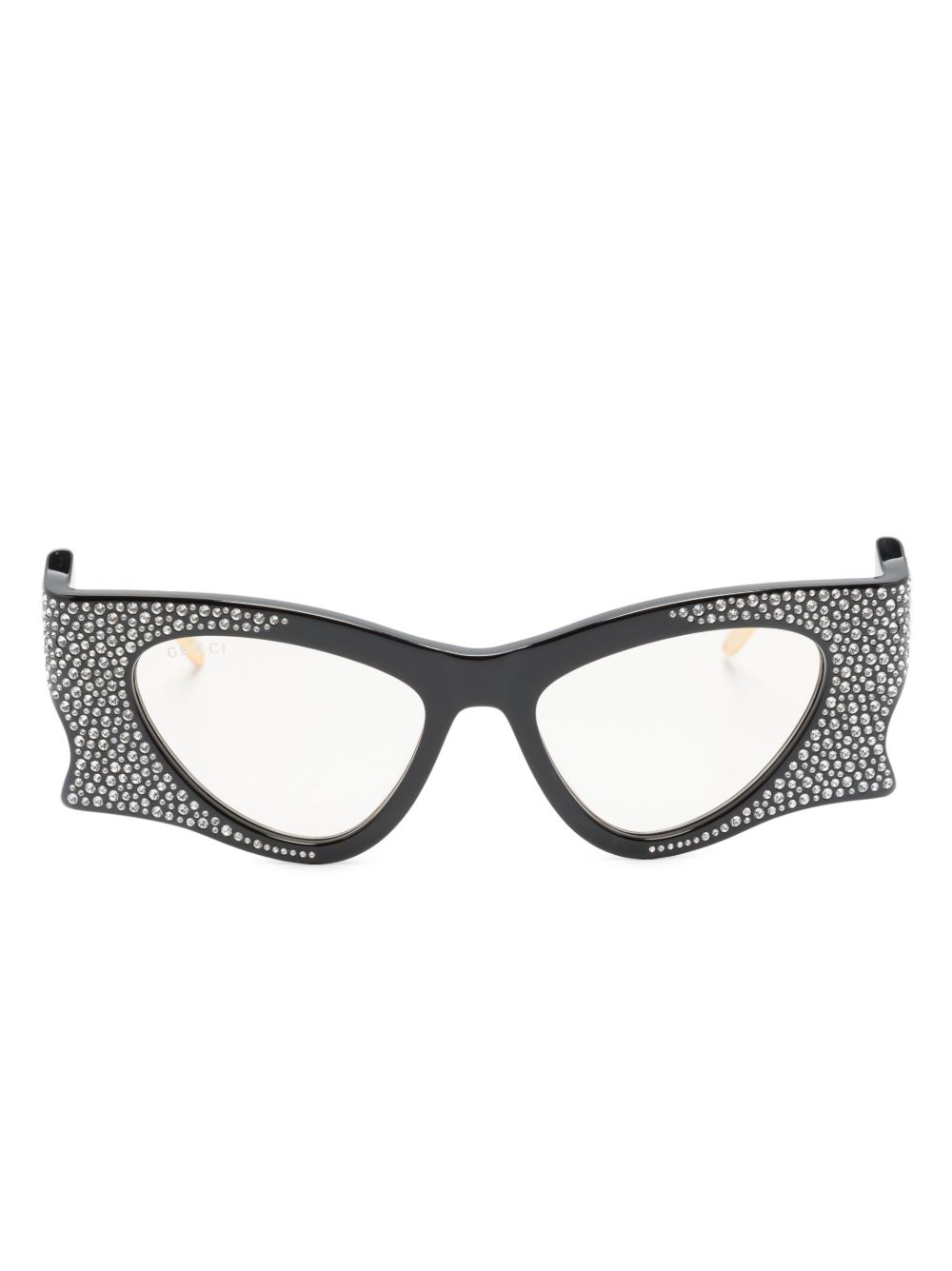 Gucci Eyewear 晶饰不规则框太阳眼镜 - 黑色
