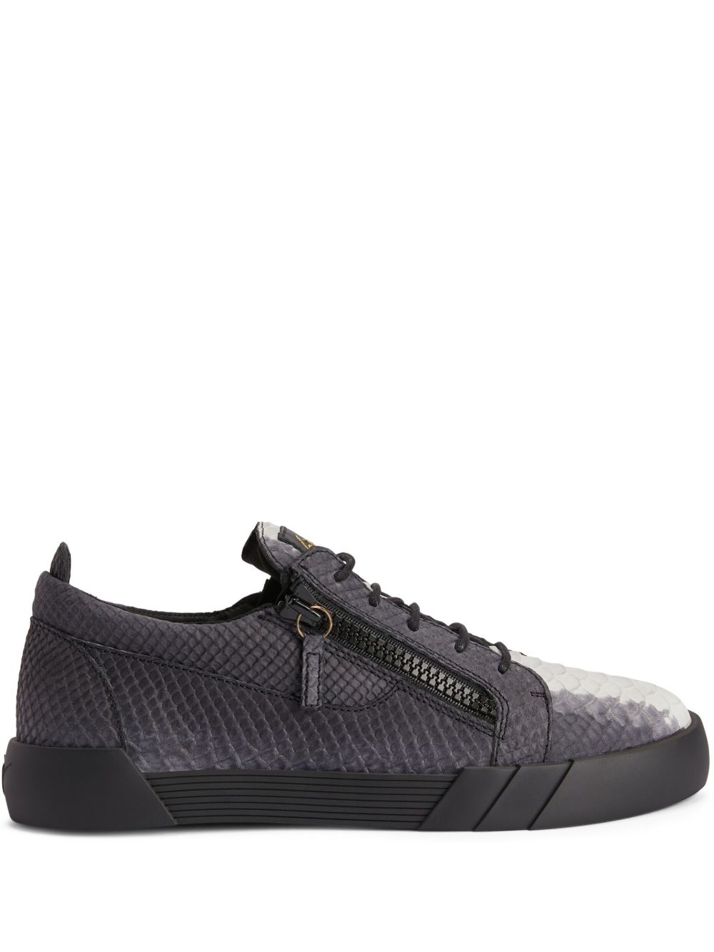 Giuseppe Zanotti Frankie 蟒蛇纹皮质运动鞋 - 黑色