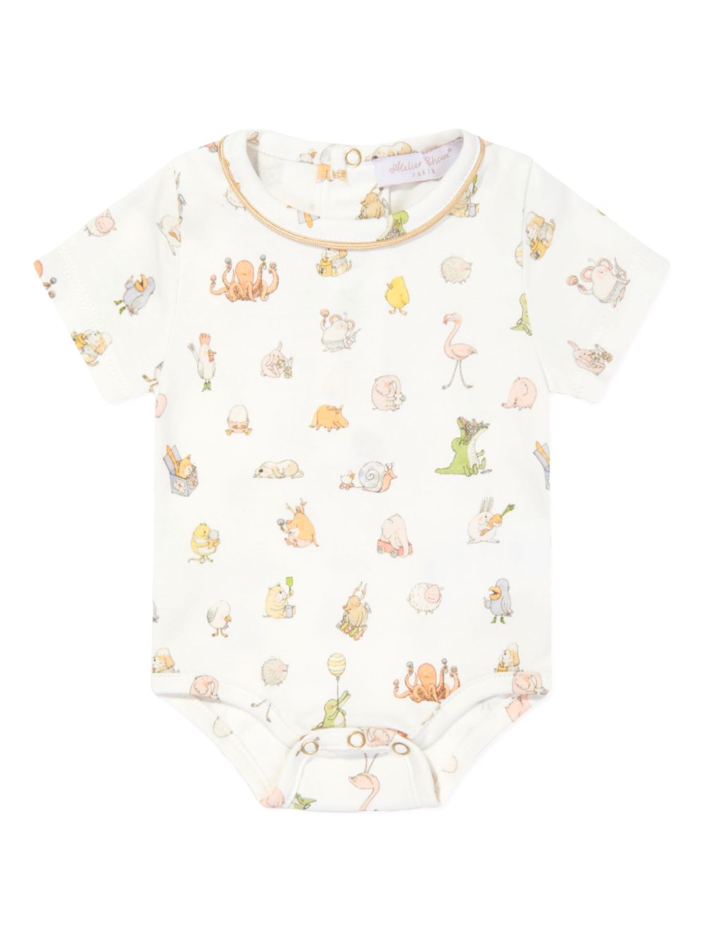 Atelier Choux Bébé Choux 印花棉连体衣 - 白色