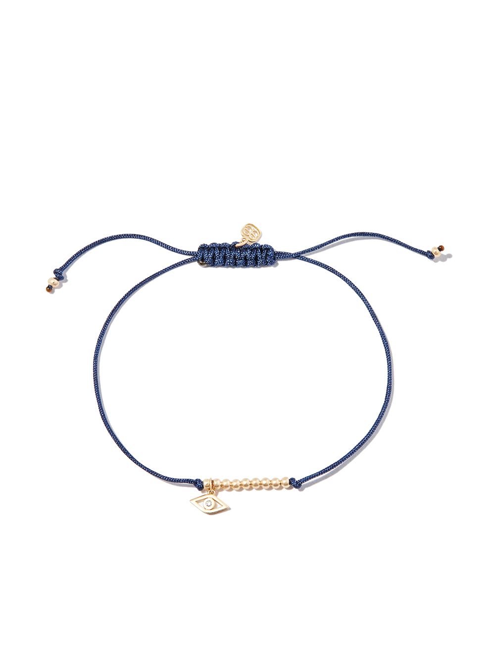 Sydney Evan 14K黄金 Evil Eye 钻石系绳手环 - 金色