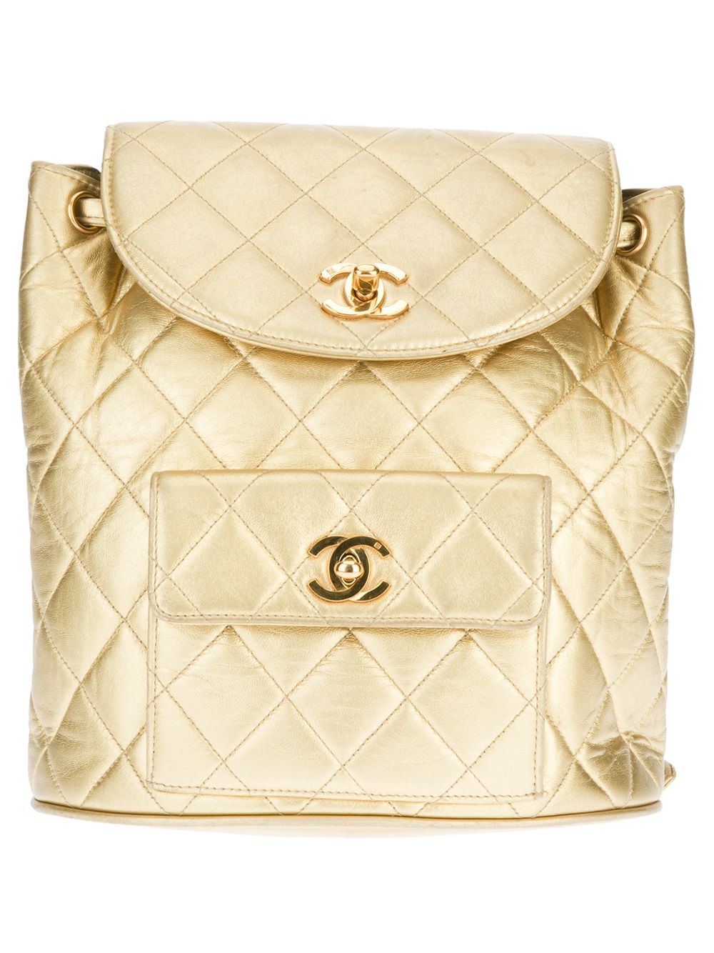 CHANEL Pre-Owned 古着绗缝背包 - 金属色