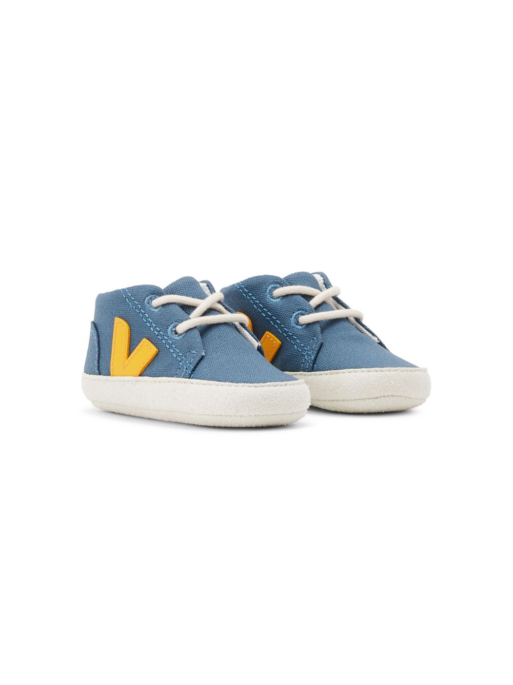 VEJA Kids logo贴花帆布运动鞋 - 蓝色