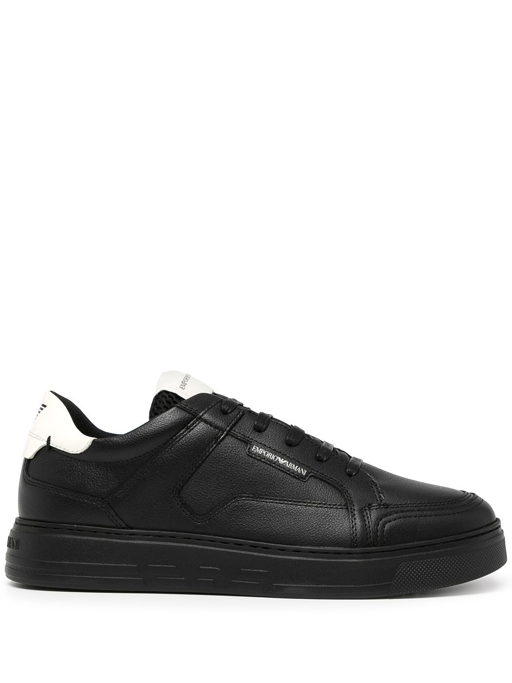 Emporio Armani logo印花低帮运动鞋 - 黑色