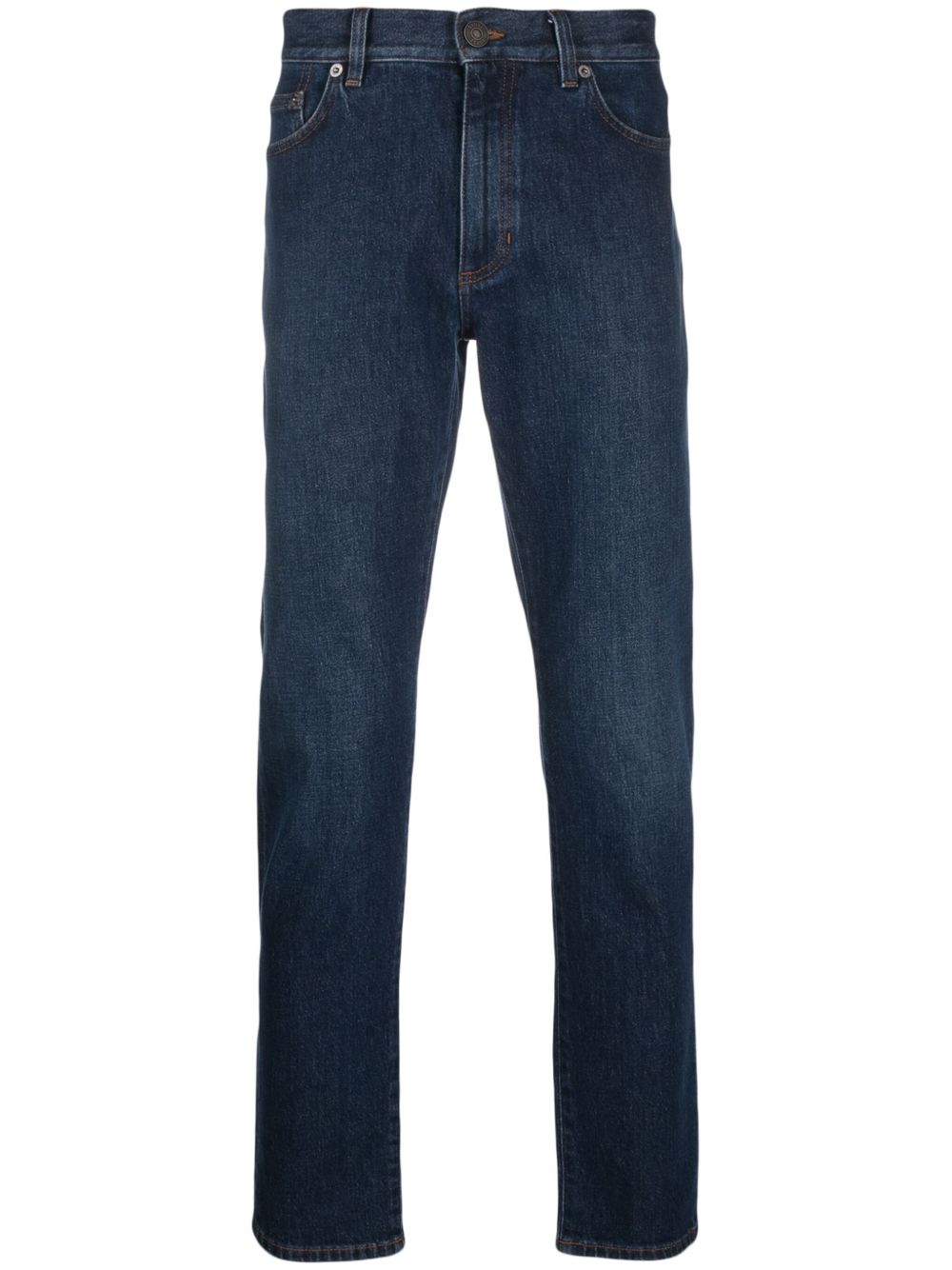 Zegna 中腰修身弹性棉牛仔裤 - 蓝色