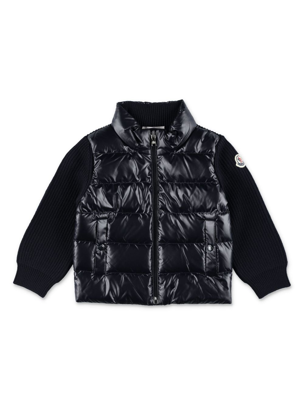 Moncler Enfant 标贴填充夹克 - 黑色