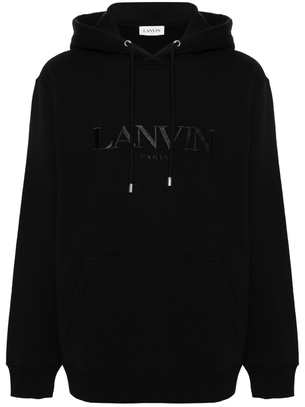 Lanvin logo刺绣棉连帽衫 - 黑色