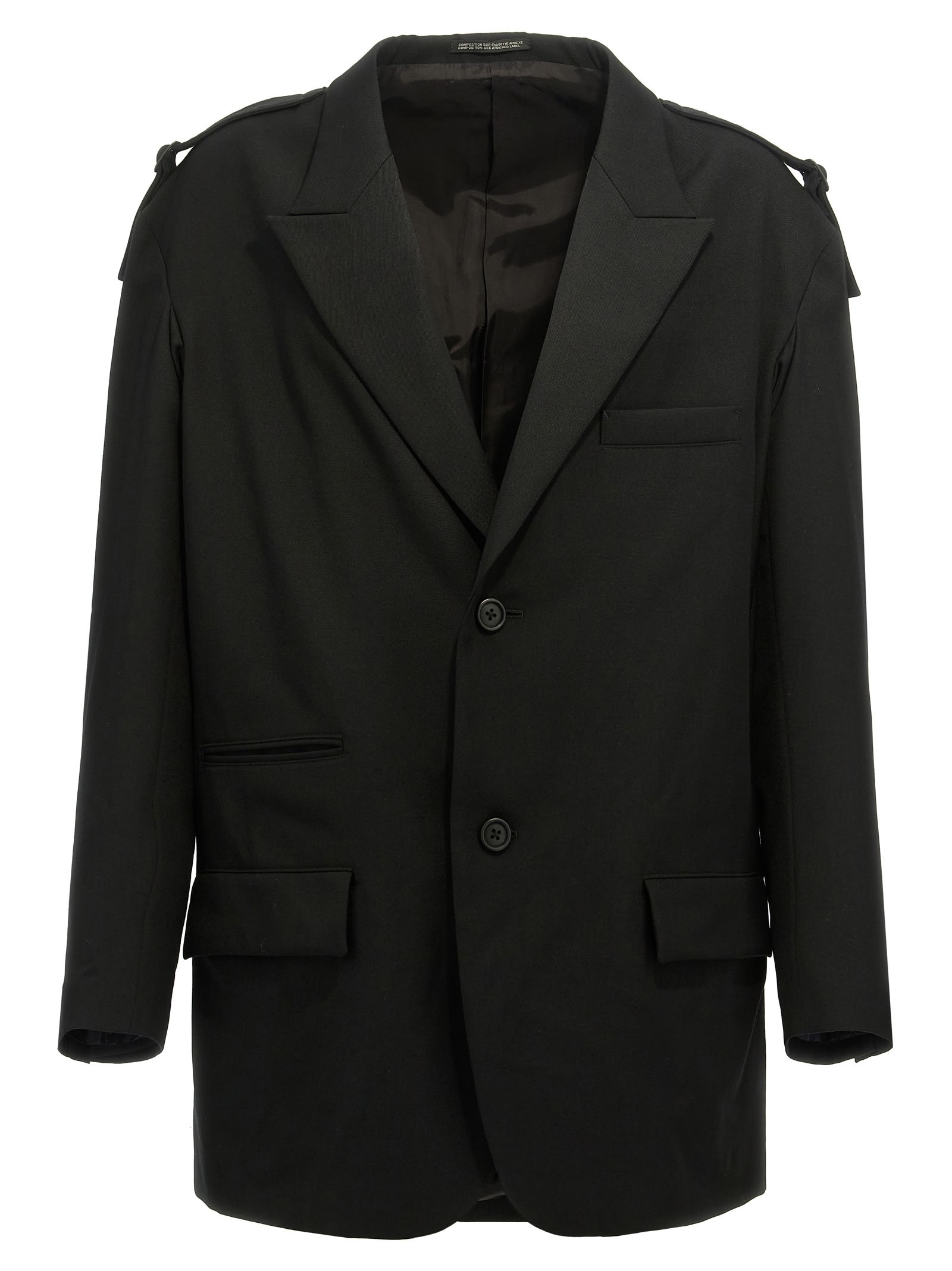 Yohji Yamamoto 单排扣带肩带细节西装外套