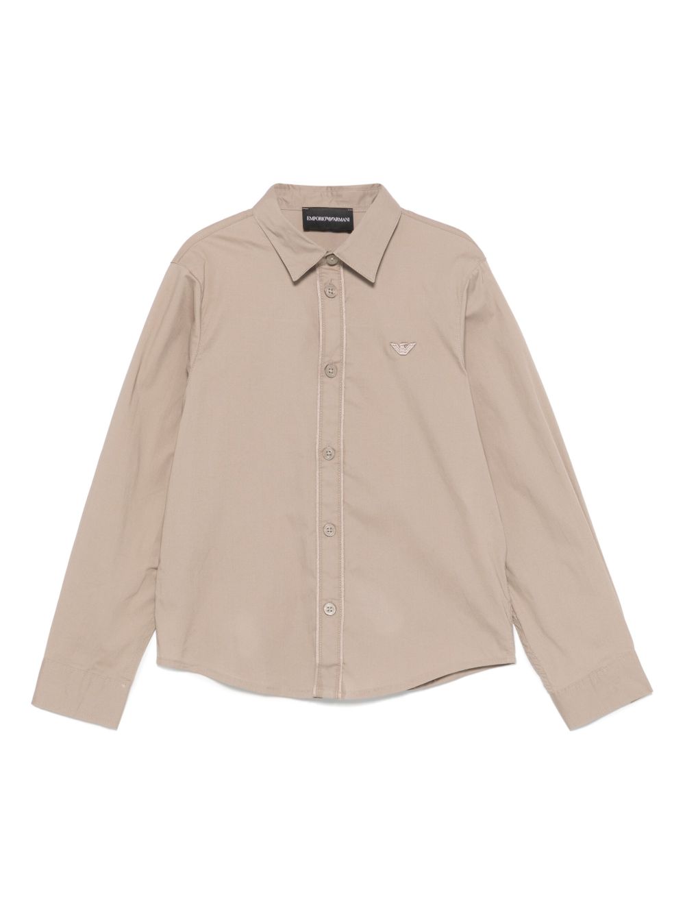Emporio Armani Kids logo刺绣衬衫 - 褐色