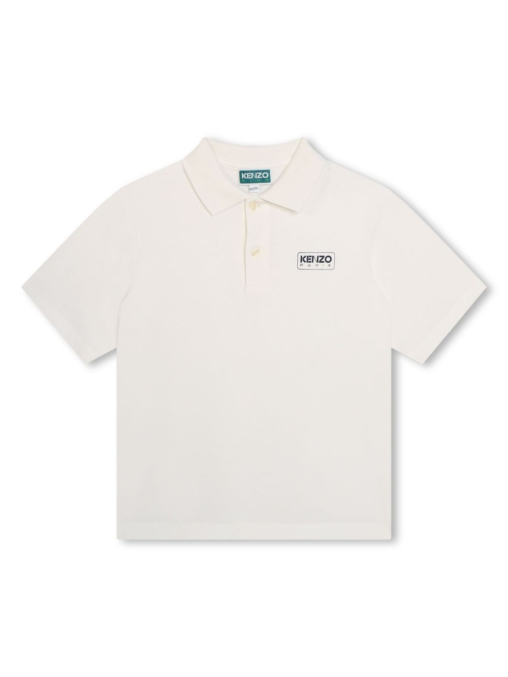 Kenzo Kids logo印花珠地布编织polo衫 - 白色