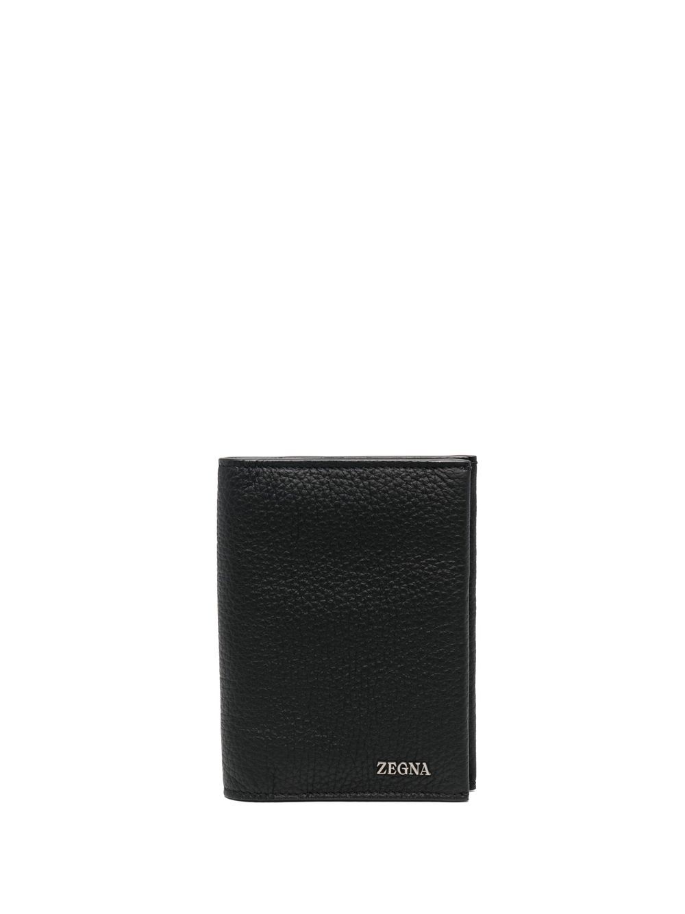 Zegna logo标牌皮质卡夹 - 黑色