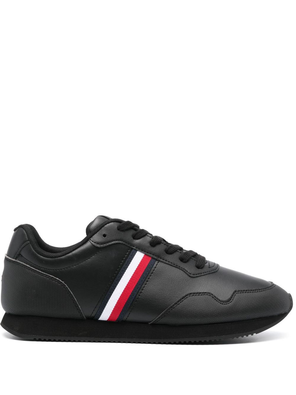 Tommy Hilfiger 条纹细节低帮运动鞋 - 黑色