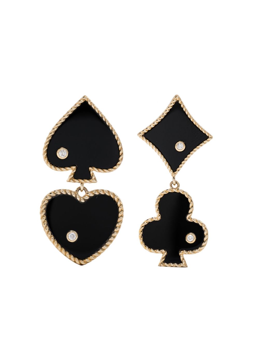 Yvonne Léon 9K黄金 Pair Of Casino PM 玛瑙耳环 - 金色
