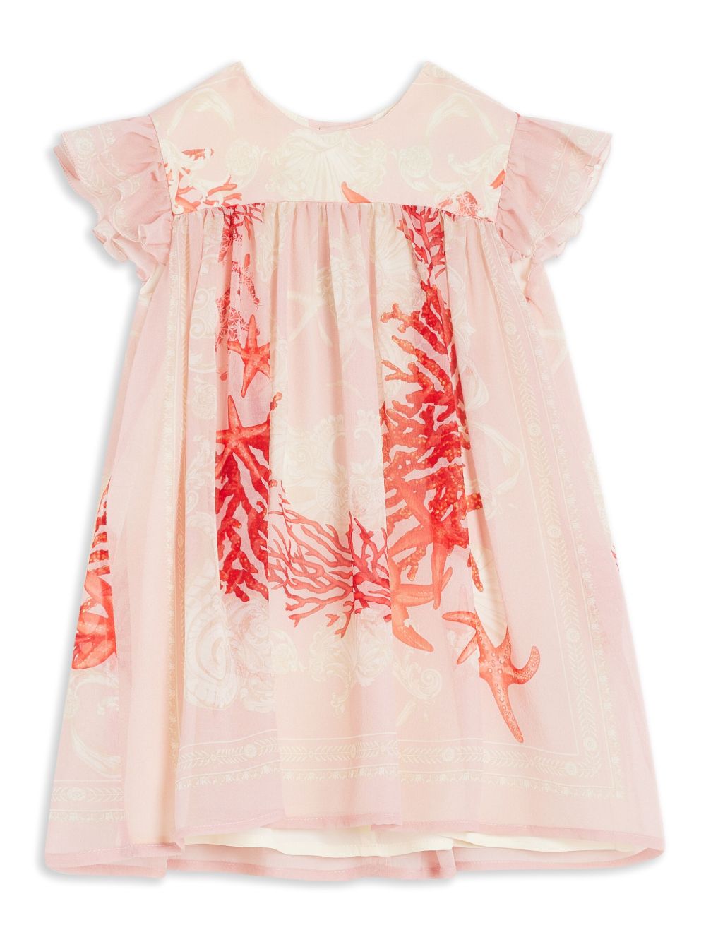 Versace Kids 珊瑚海星印花伞形连衣裙 - 粉色