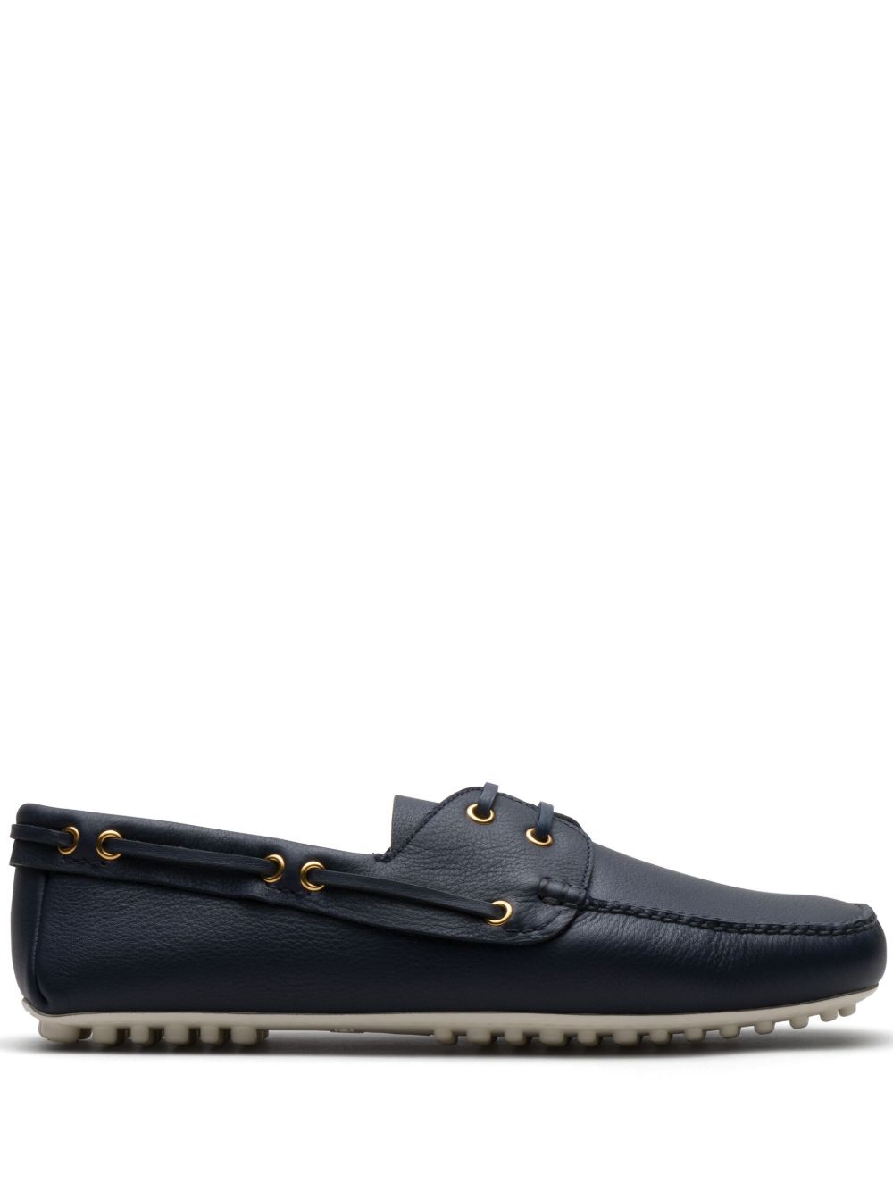 Car Shoe 系带皮质乐福鞋 - 蓝色
