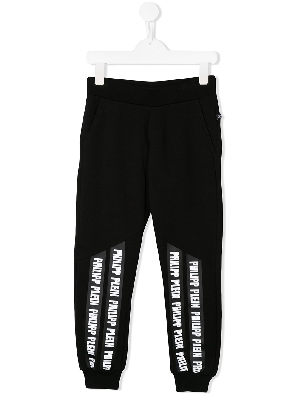 Philipp Plein Junior logo织带运动裤 - 黑色