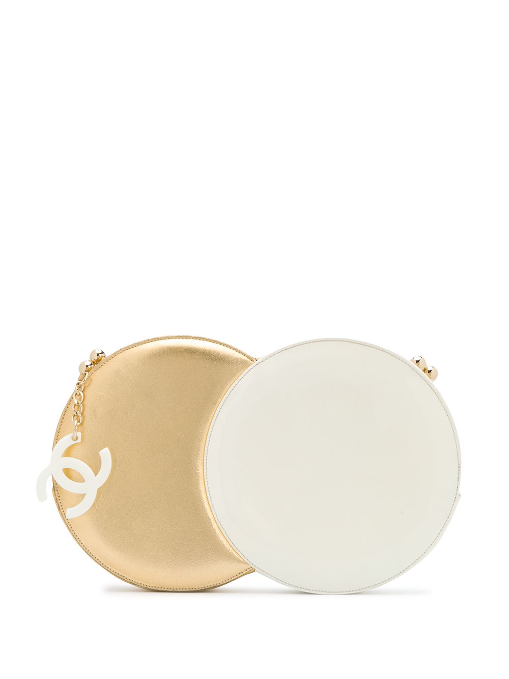 CHANEL Pre-Owned 双环手拿包 - 金色