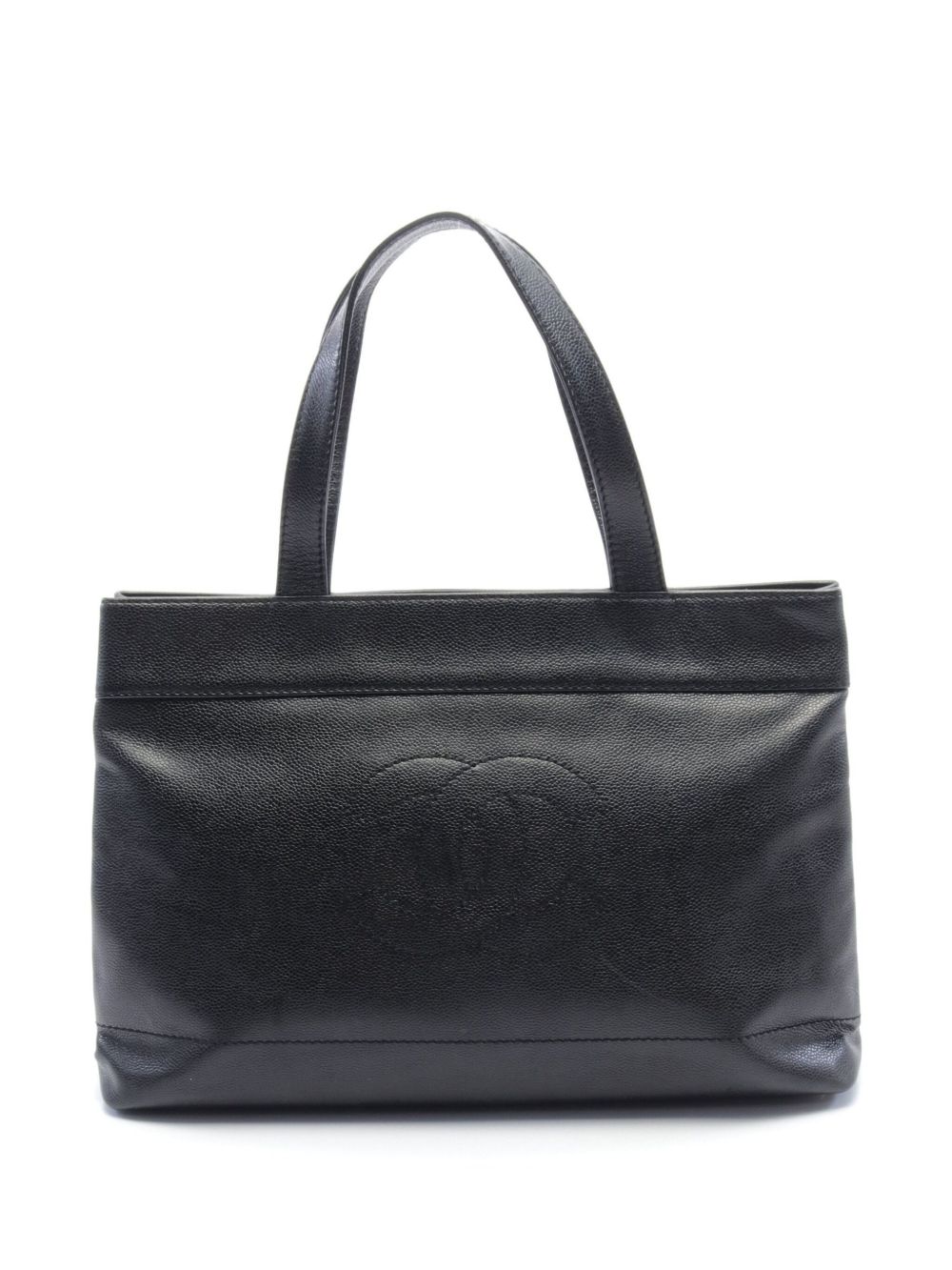 CHANEL Pre-Owned CC 缝线托特包（2002-2003年典藏款） - 黑色