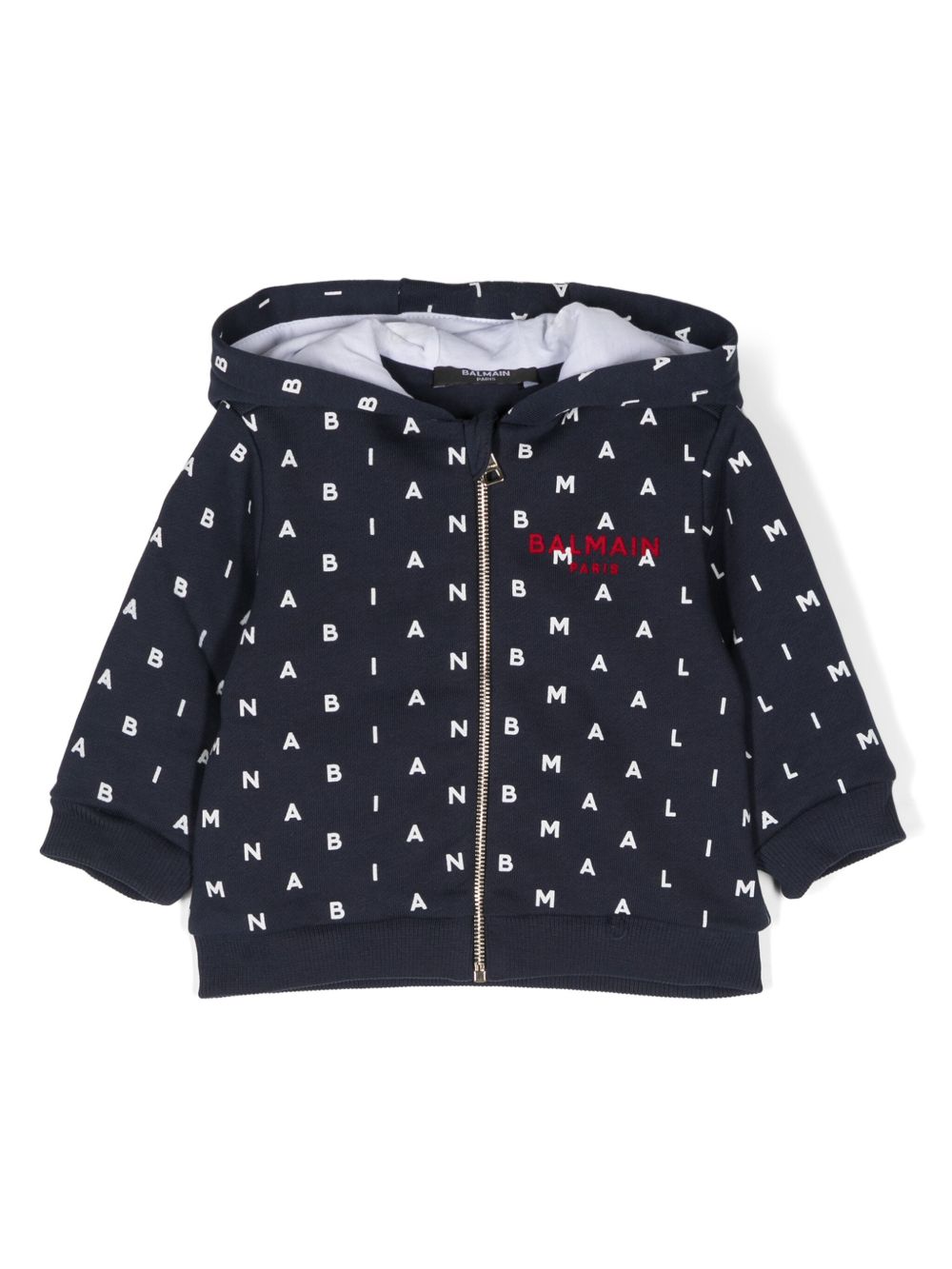 Balmain Kids logo刺绣棉夹克 - 蓝色