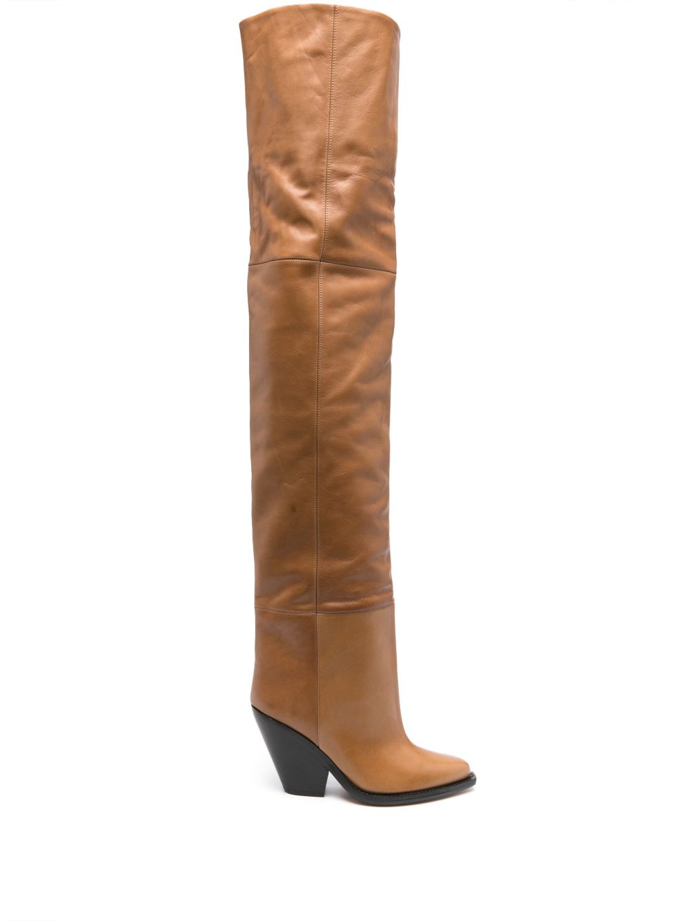 ISABEL MARANT Lalex 高跟过膝皮靴 - 褐色