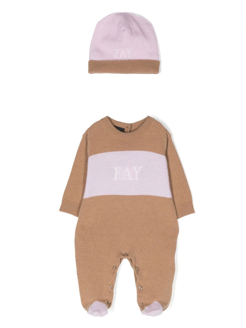 Fay Kids 嵌花logo睡衣与套头帽套装 - 中性色