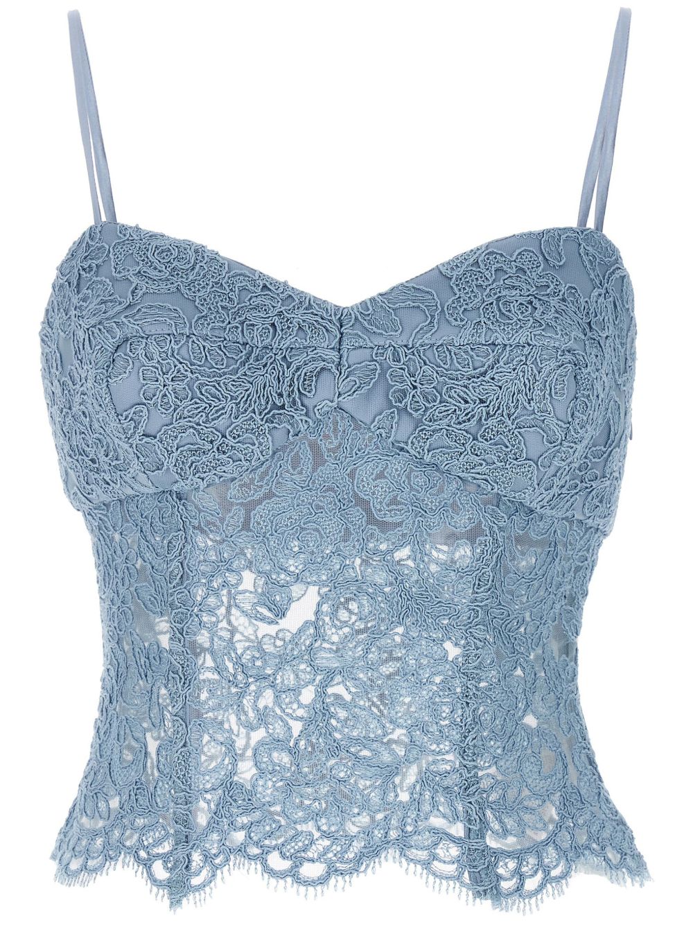 Ermanno Scervino 蕾丝紧胸式上衣 - 蓝色
