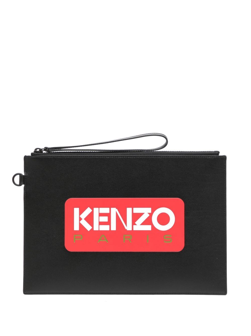 Kenzo logo印花手拿包 - 黑色