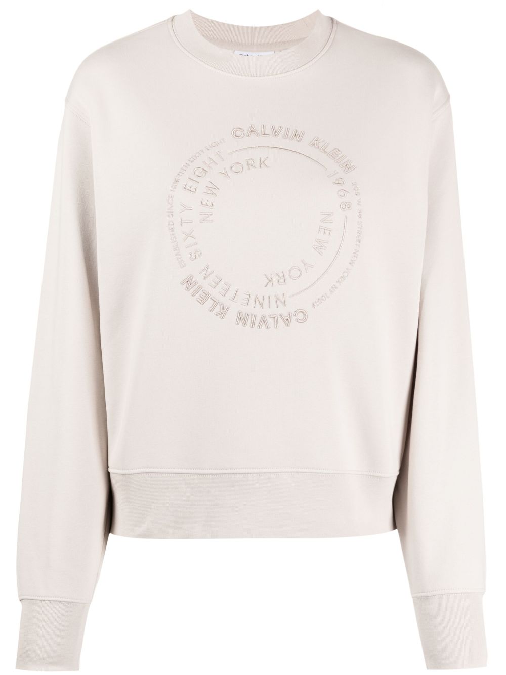 Calvin Klein logo刺绣棉卫衣 - 褐色