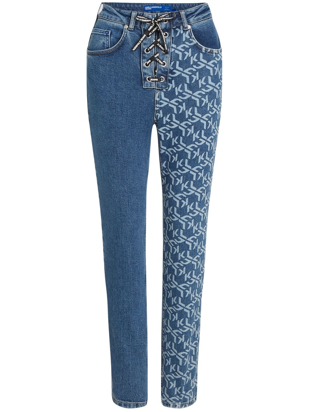 Karl Lagerfeld Jeans 经典logo印花锥形牛仔裤 - 蓝色