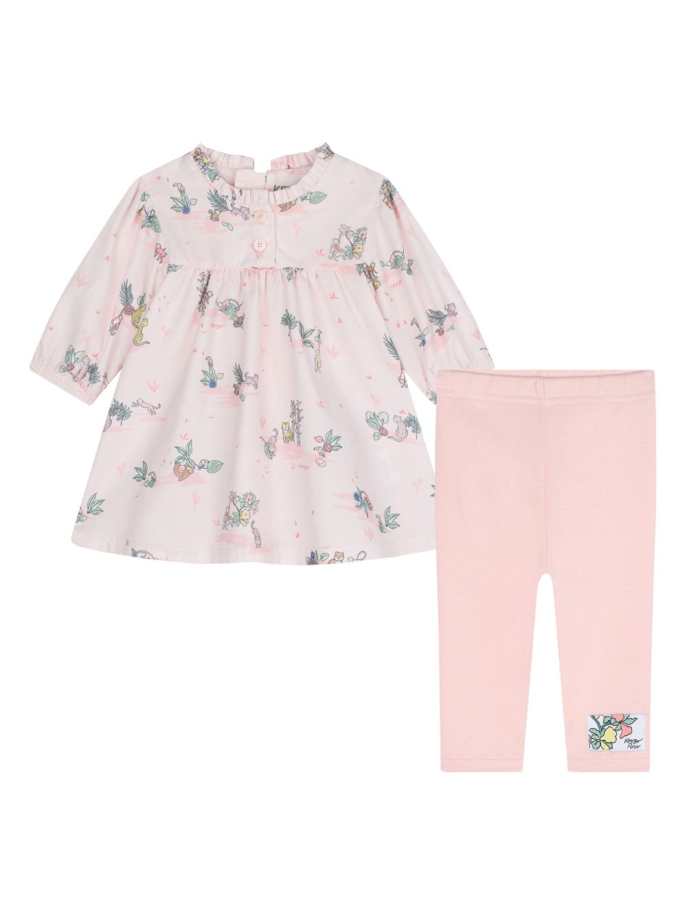 Kenzo Kids 花卉印花长裤套装 - 粉色