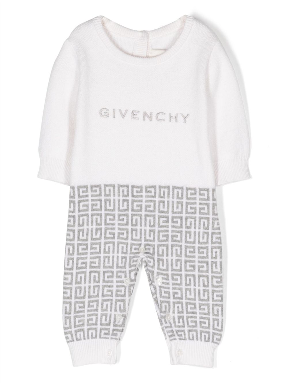 Givenchy Kids logo印花针织连体衣 - 白色