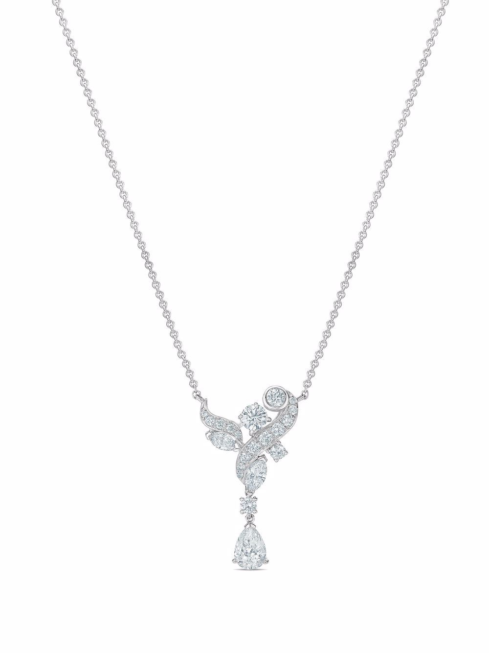 De Beers Jewellers Adonis Rose 18K白金钻石吊饰项链 - 银色