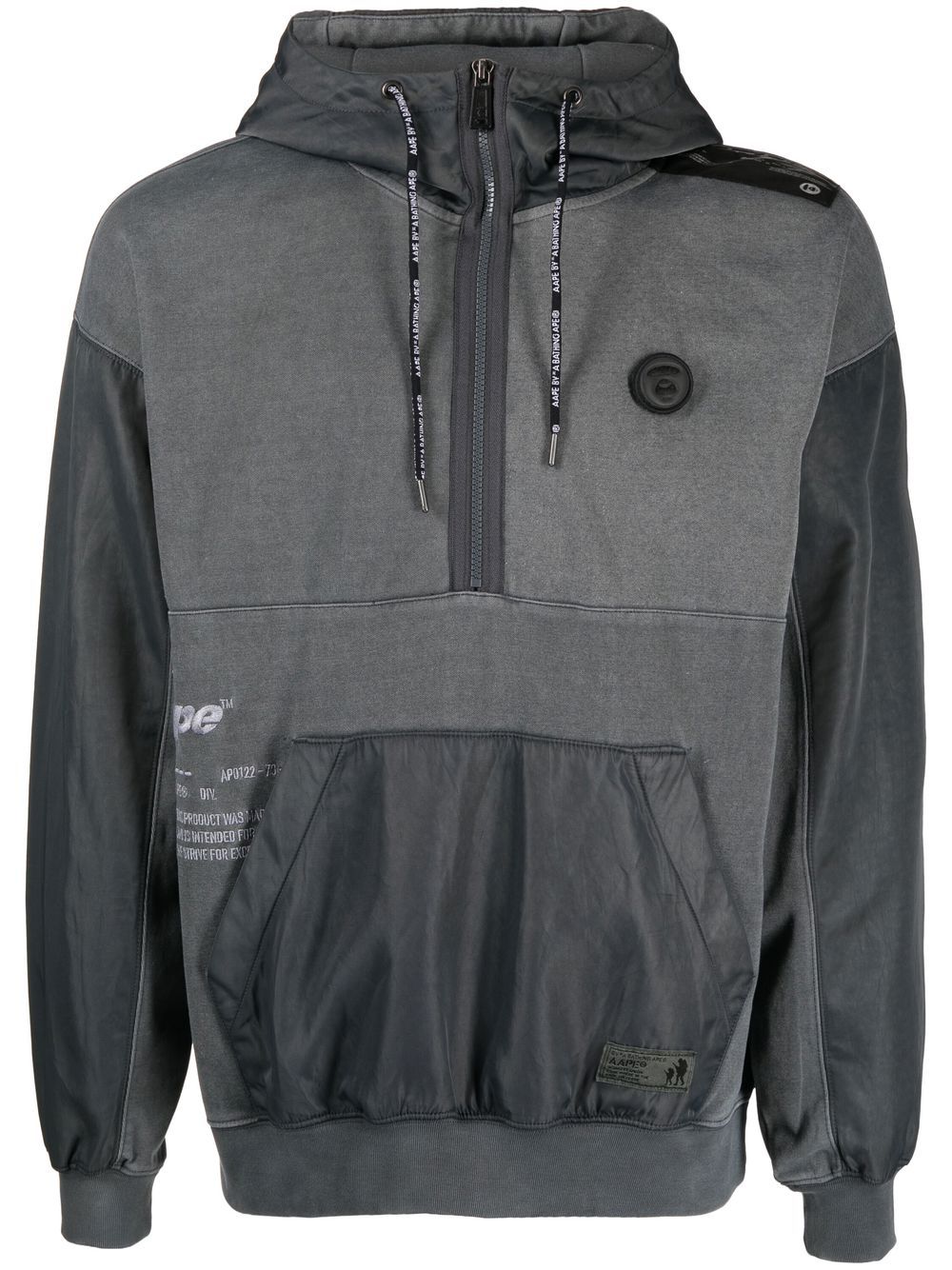 AAPE BY *A BATHING APE® logo拉链领连帽衫 - 灰色