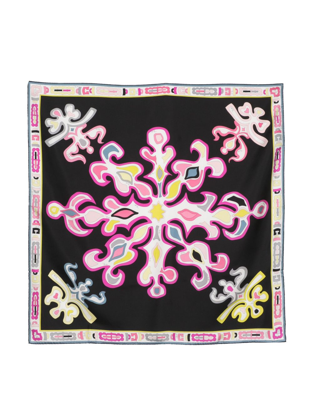 PUCCI Pre-Owned 抽象印花真丝围巾 - 黑色