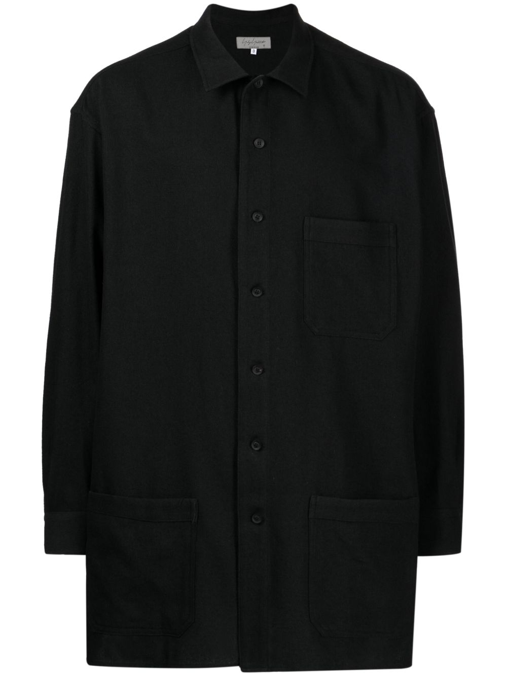 Yohji Yamamoto 贴袋排扣衬衫 - 黑色