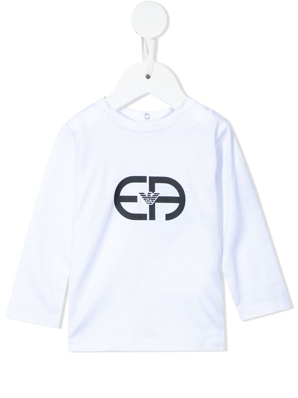 Emporio Armani Kids logo印花长袖T恤 - 白色