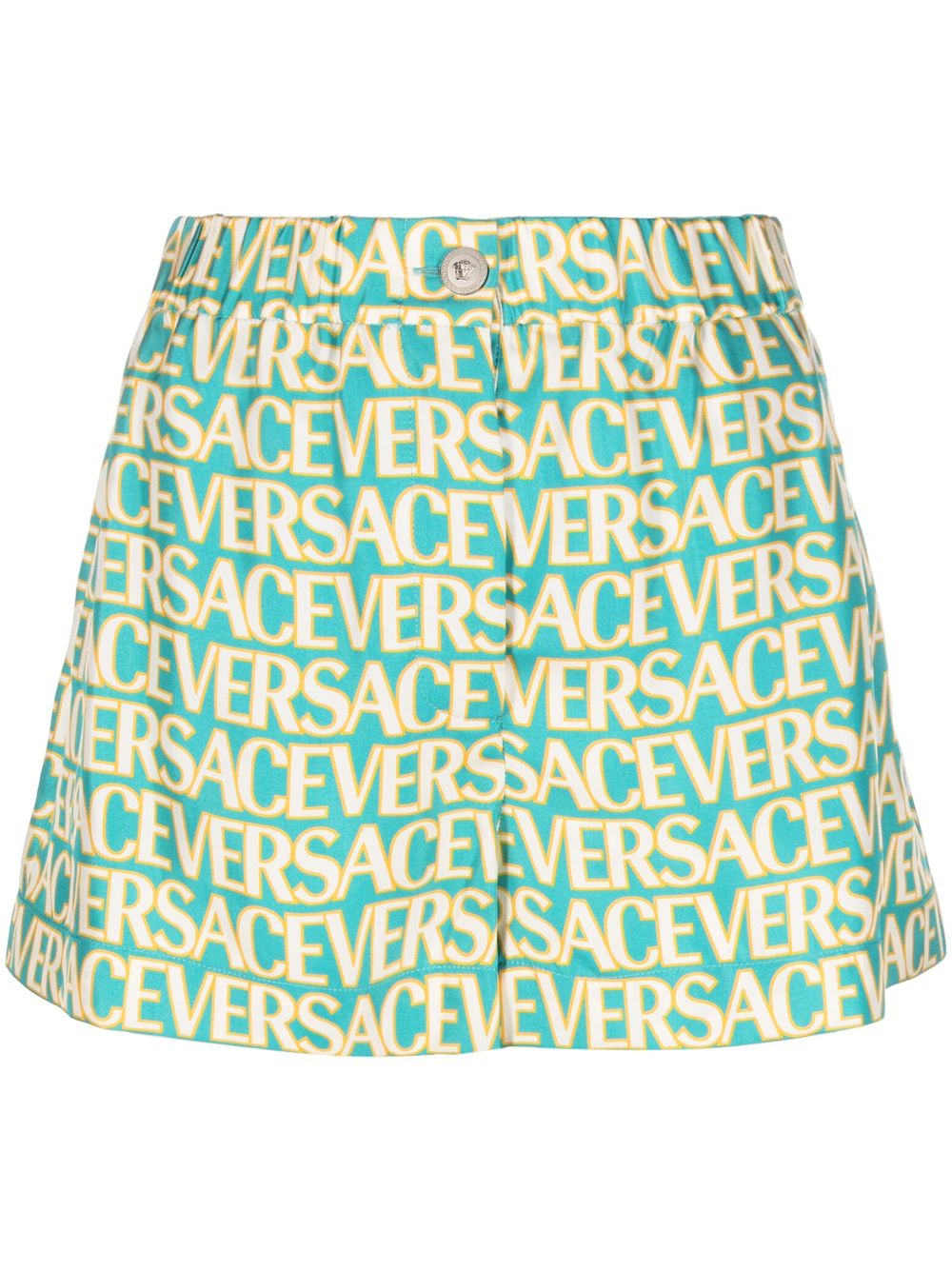 Versace Versace Allover 真丝短裤 - 蓝色