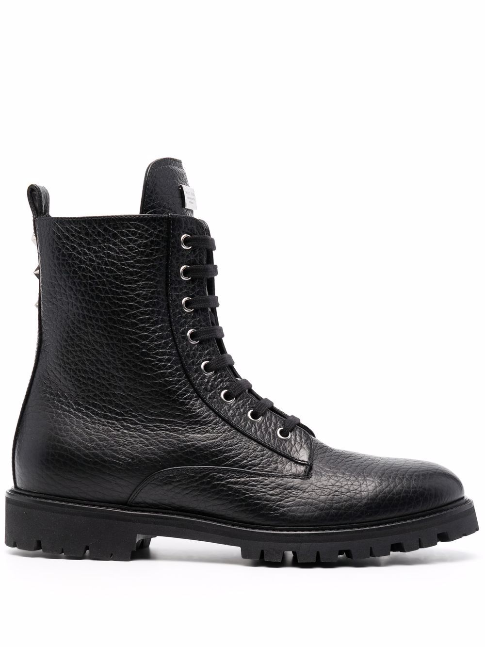 Philipp Plein 星星铆钉皮质短靴 - 黑色