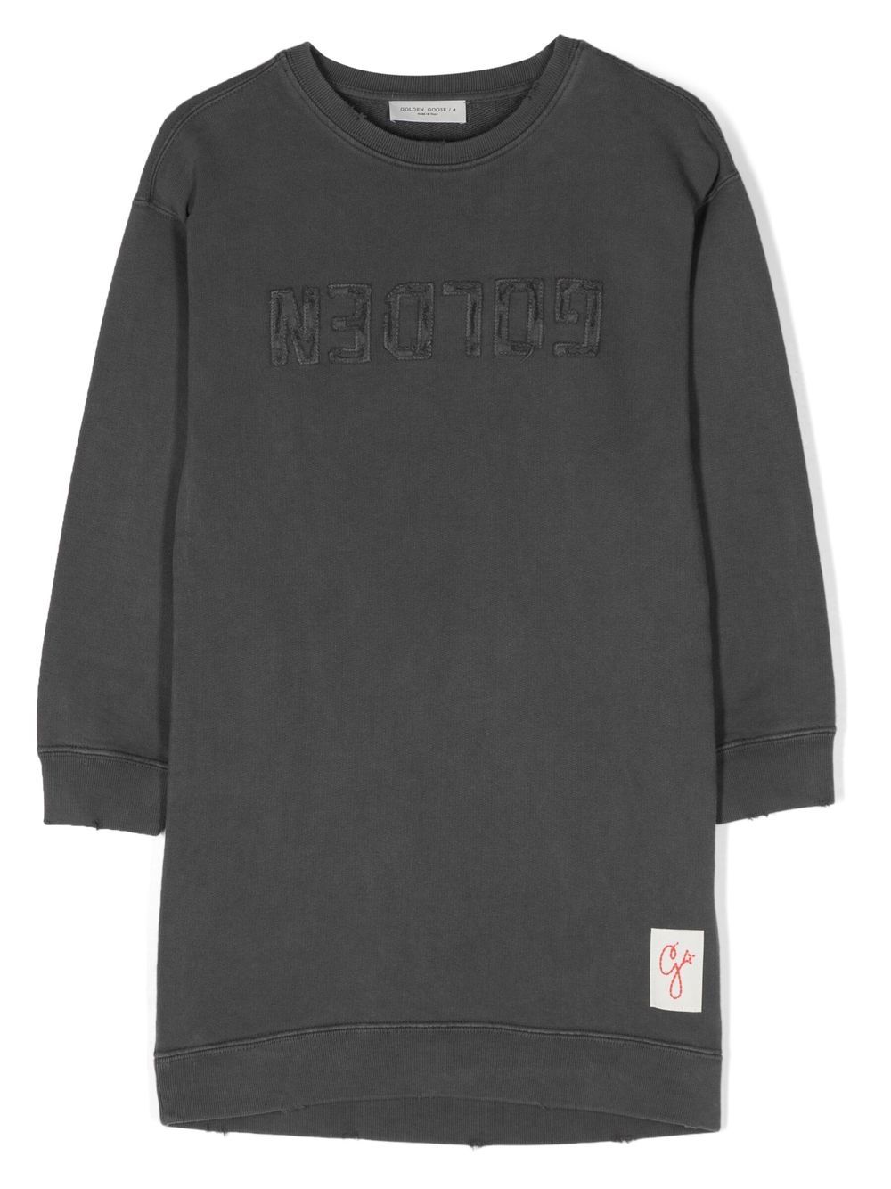Golden Goose Kids logo印花毛衣式连衣裙 - 灰色