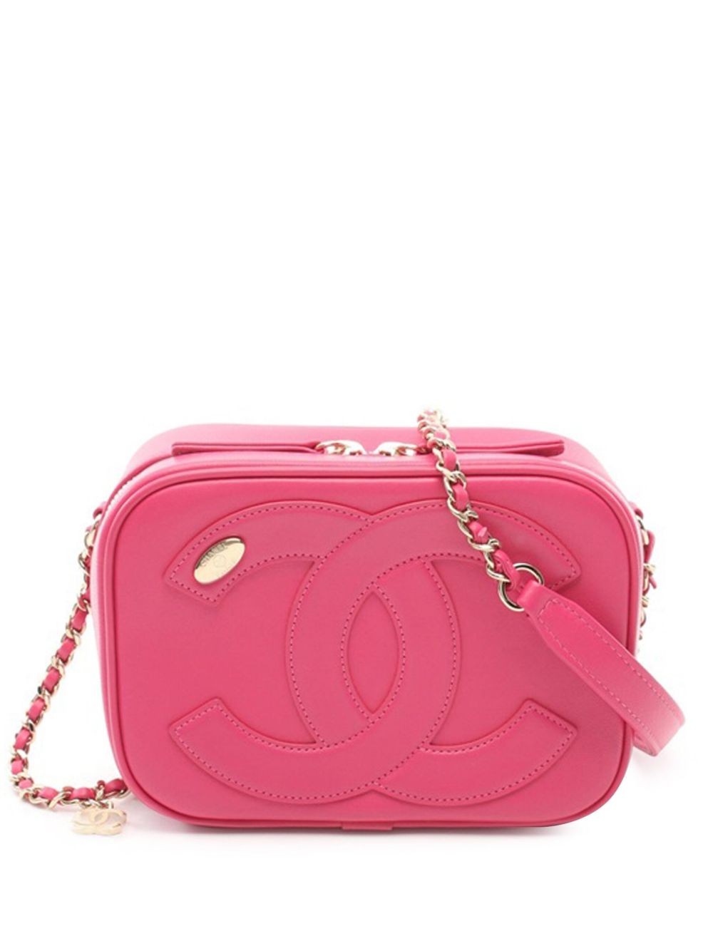 CHANEL Pre-Owned CC Mania Camera 小羊皮斜挎包(2019年典藏款) - 粉色