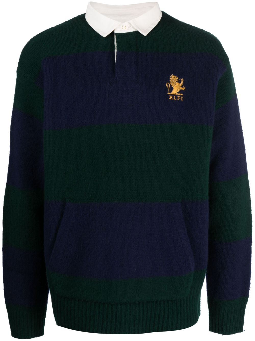Polo Ralph Lauren logo刺绣条纹毛衣 - 绿色