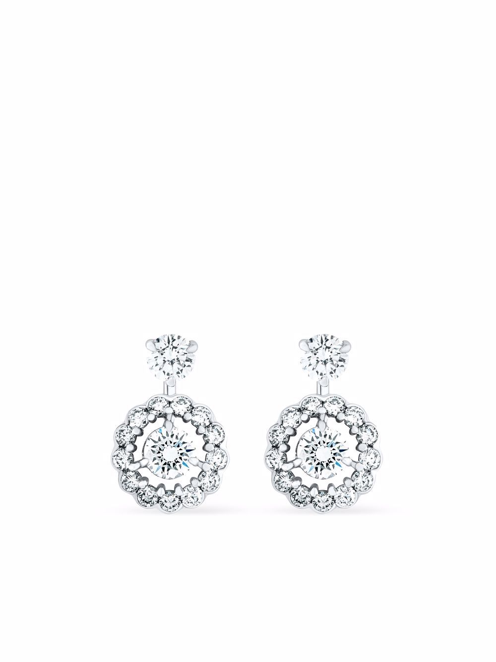 David Morris Elizabeth 18K白金钻石吊饰耳环 - 银色