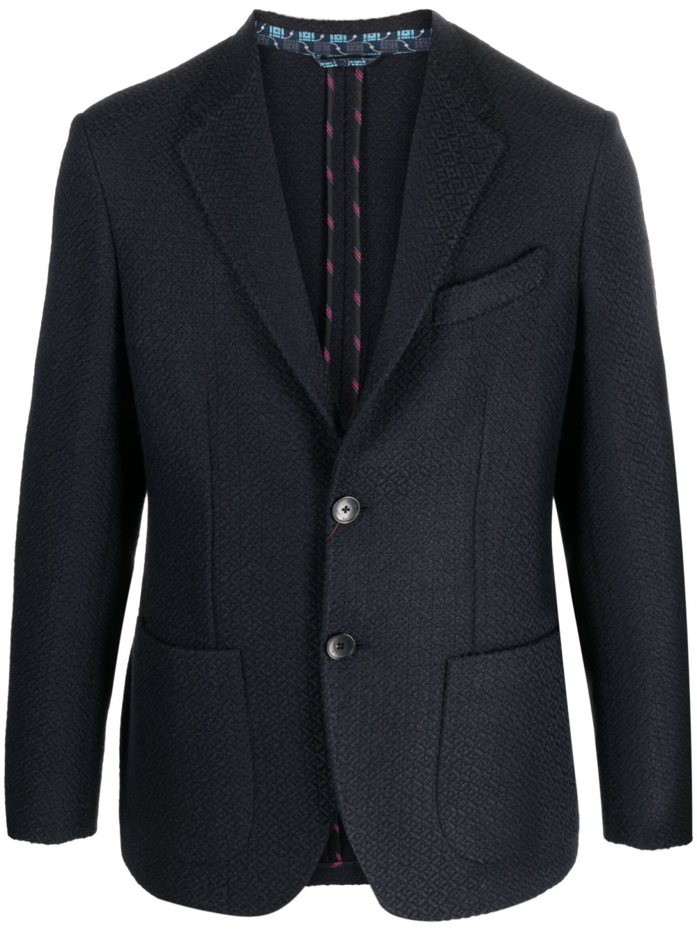 ETRO Tie 图案提花西装夹克 - 蓝色