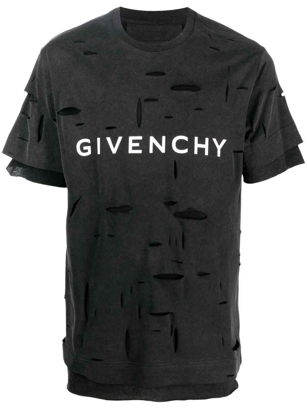 Givenchy logo撕裂效果印花T恤 - 黑色