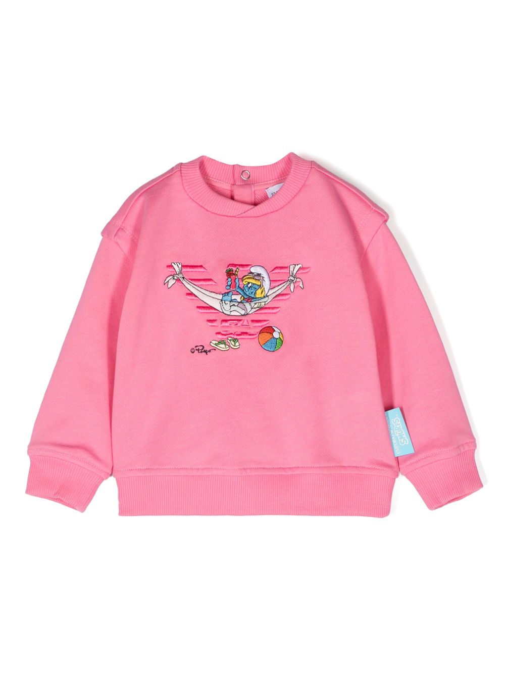 Emporio Armani Kids x The Smurfs 刺绣卫衣 - 粉色
