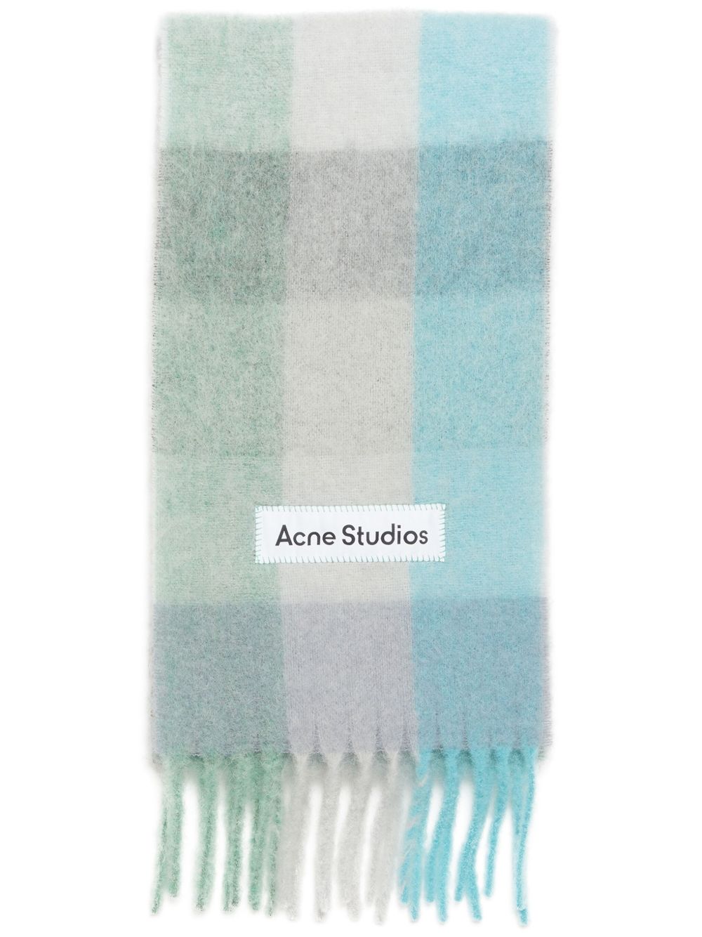 Acne Studios 标贴格纹围巾 - 灰色