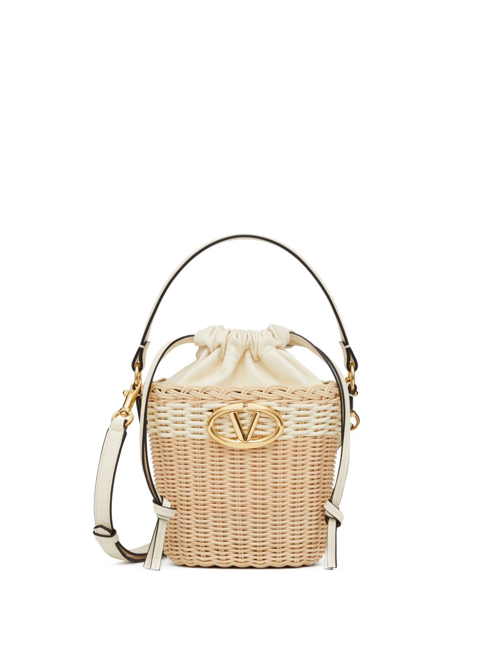 Valentino Garavani VLogo Signature 藤编水桶包 - 中性色