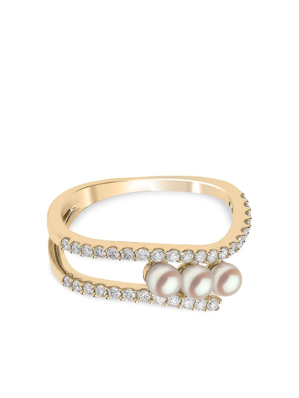 Yoko London Sleek 18K 黄金阿古屋珍珠钻石戒指 - 金色