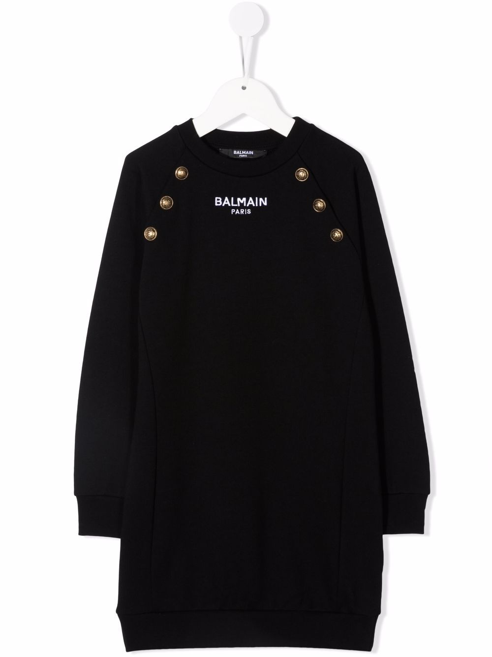 Balmain Kids 巴尔曼 长袖针织连衣裙 - 黑色